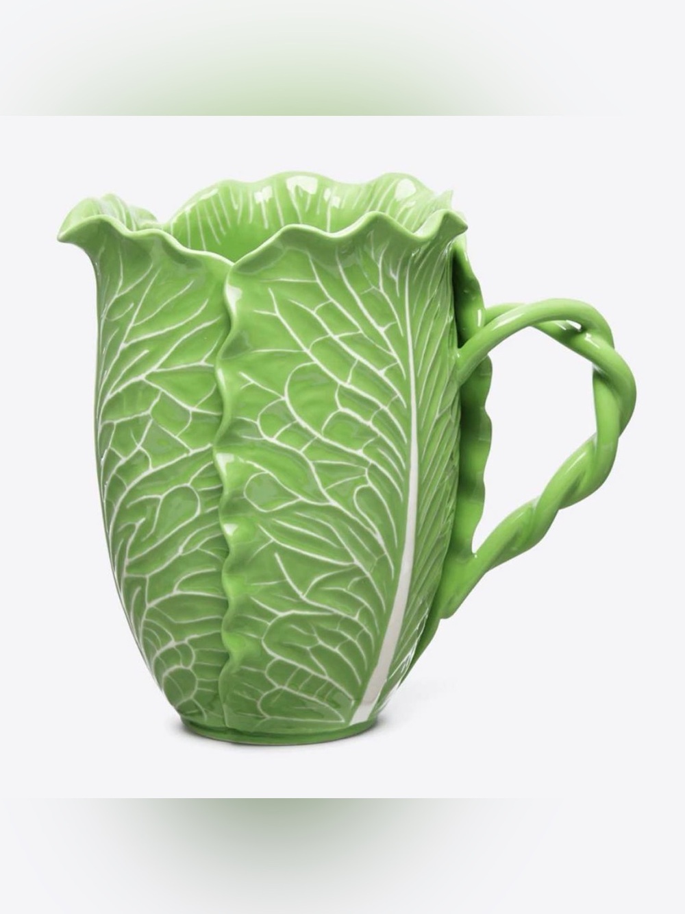 Dodie Thayer for TORY BURCH Lettuce Ware Pitcher GREEN Stoneware Like New In Box